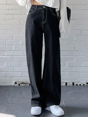 Kotty Women Wide Leg High-Rise Clean Look Stretchable Jeans