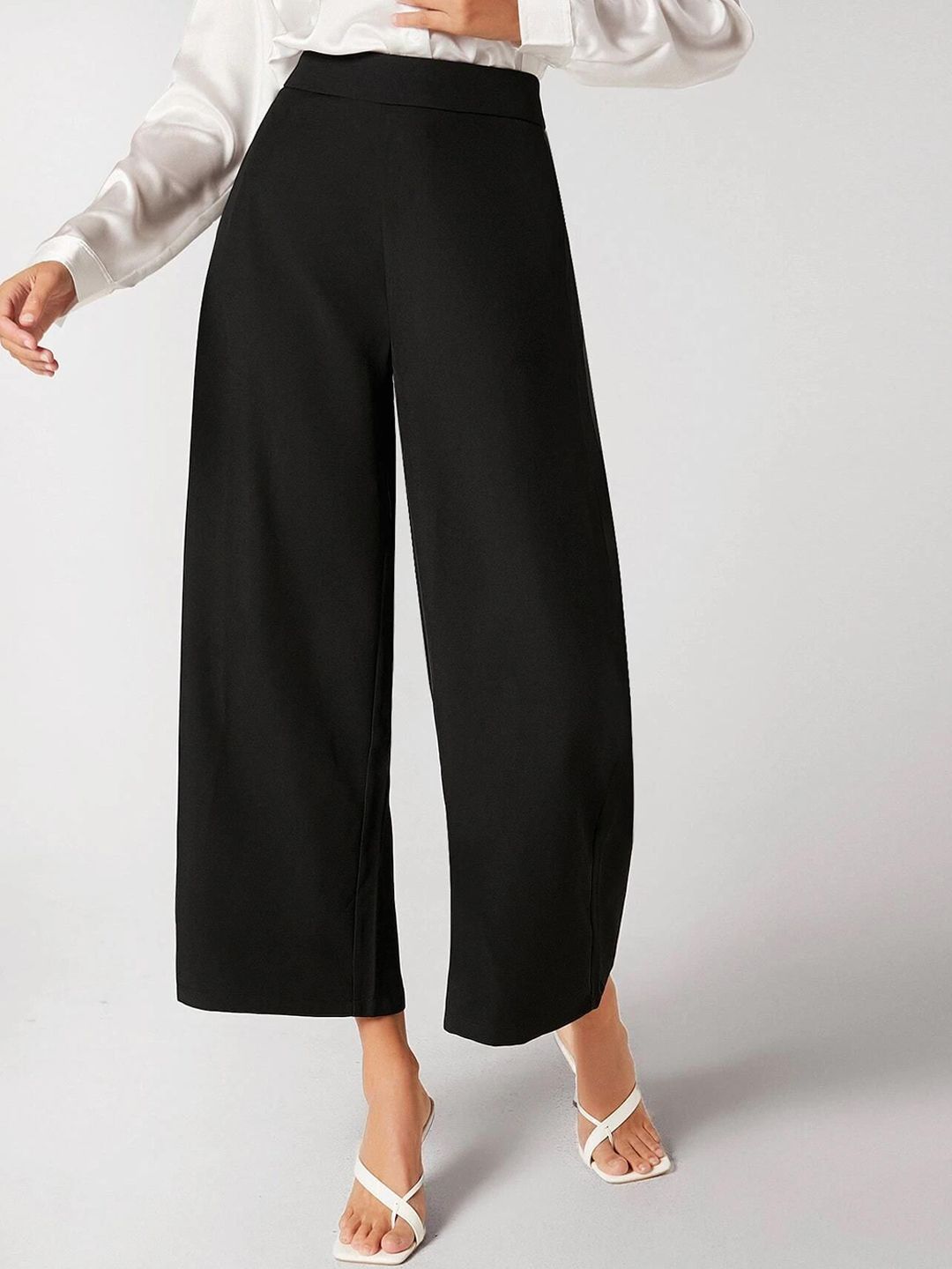 KOTTY BIZwear Women Relaxed Straight Fit High-Rise Easy Wash Trousers