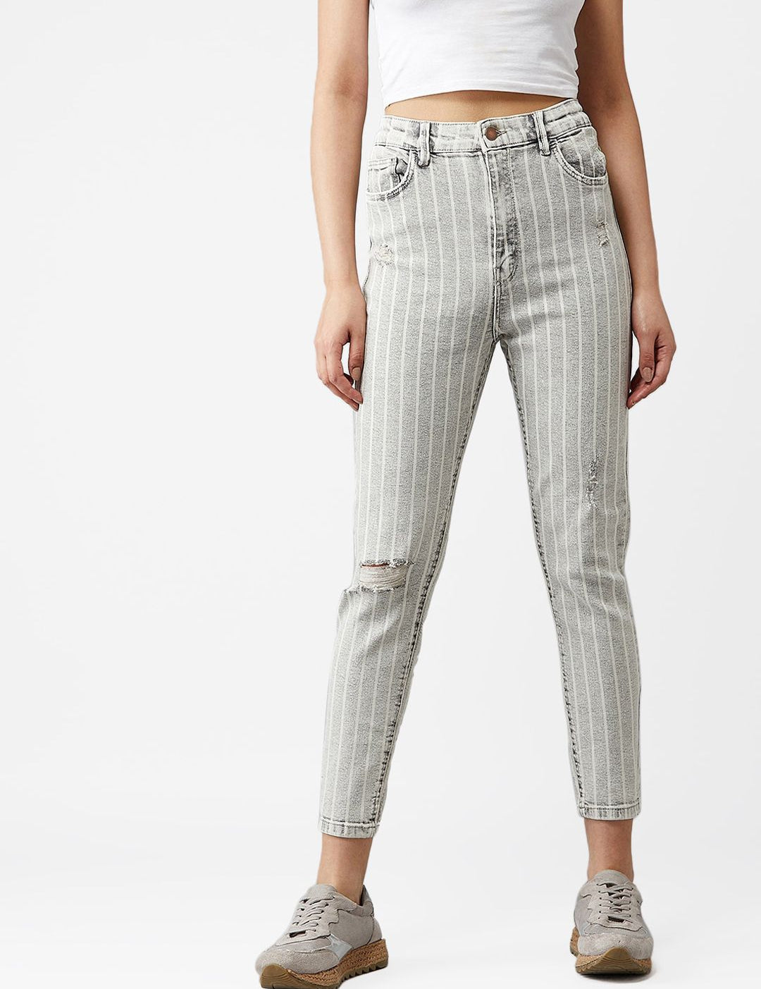 Kotty Women Black & White Skinny Fit Jeans