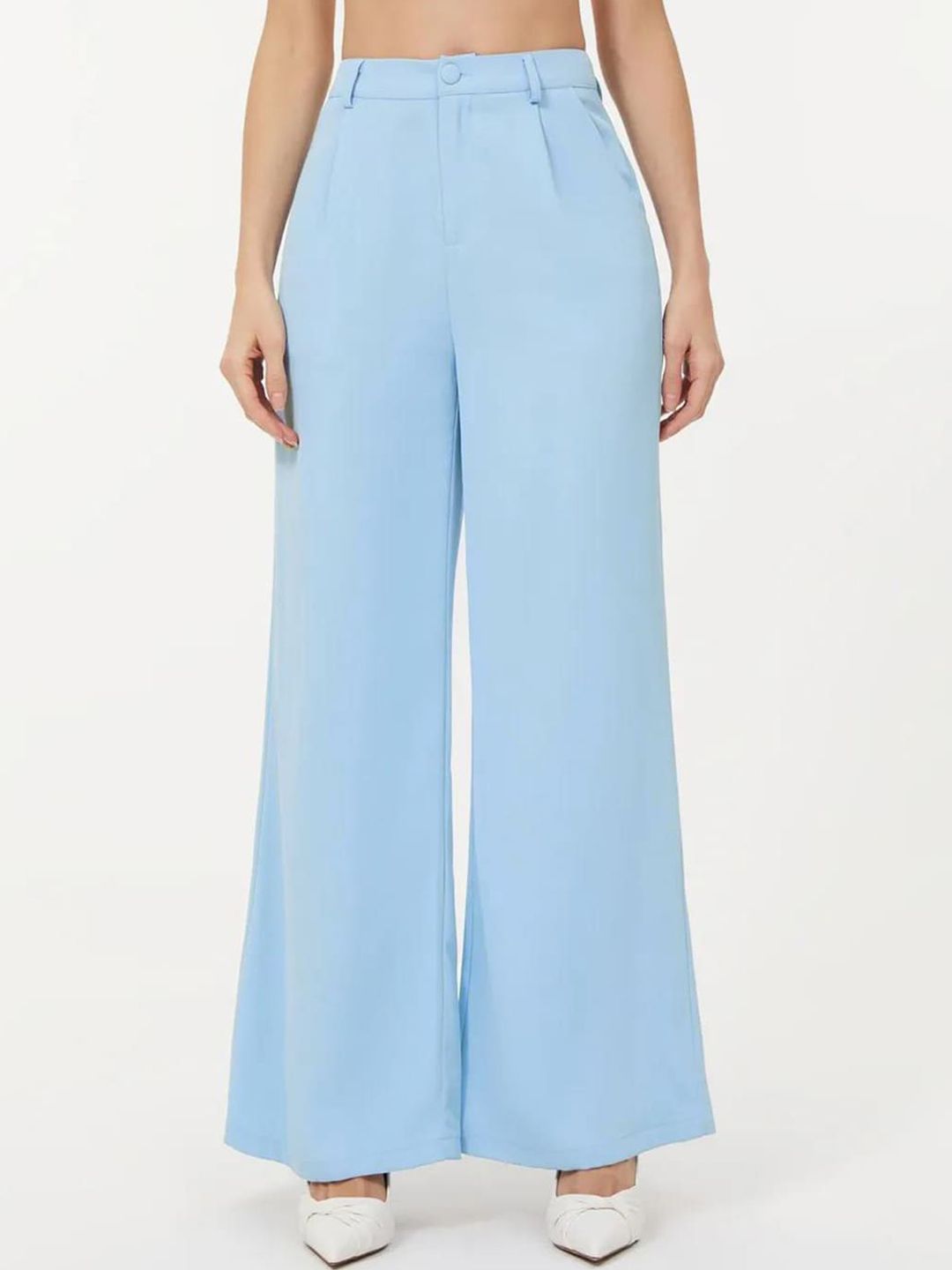 KOTTY BIZwear Basics Women Relaxed Straight Leg Straight Fit High-Rise Easy Wash Trousers