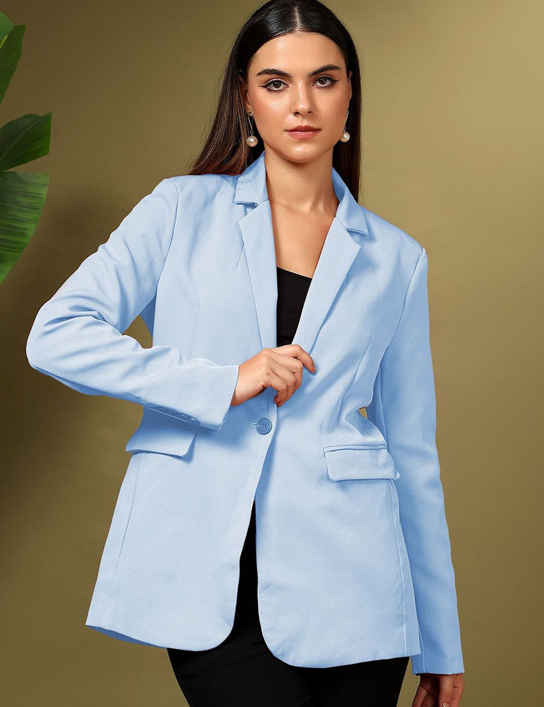 Kotty Blue Notched Lapel Single Breasted Blazer