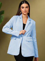 Kotty Blue Notched Lapel Single Breasted Blazer