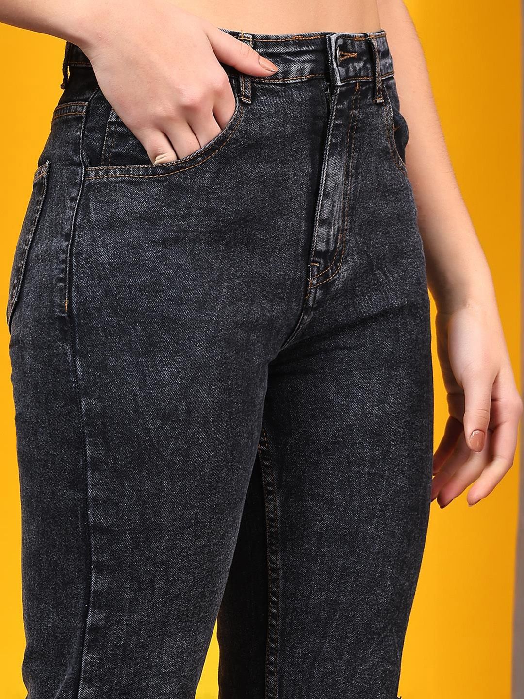 Kotty Women Jean High-Rise Mildly Distressed Light Fade Stretchable Jeans