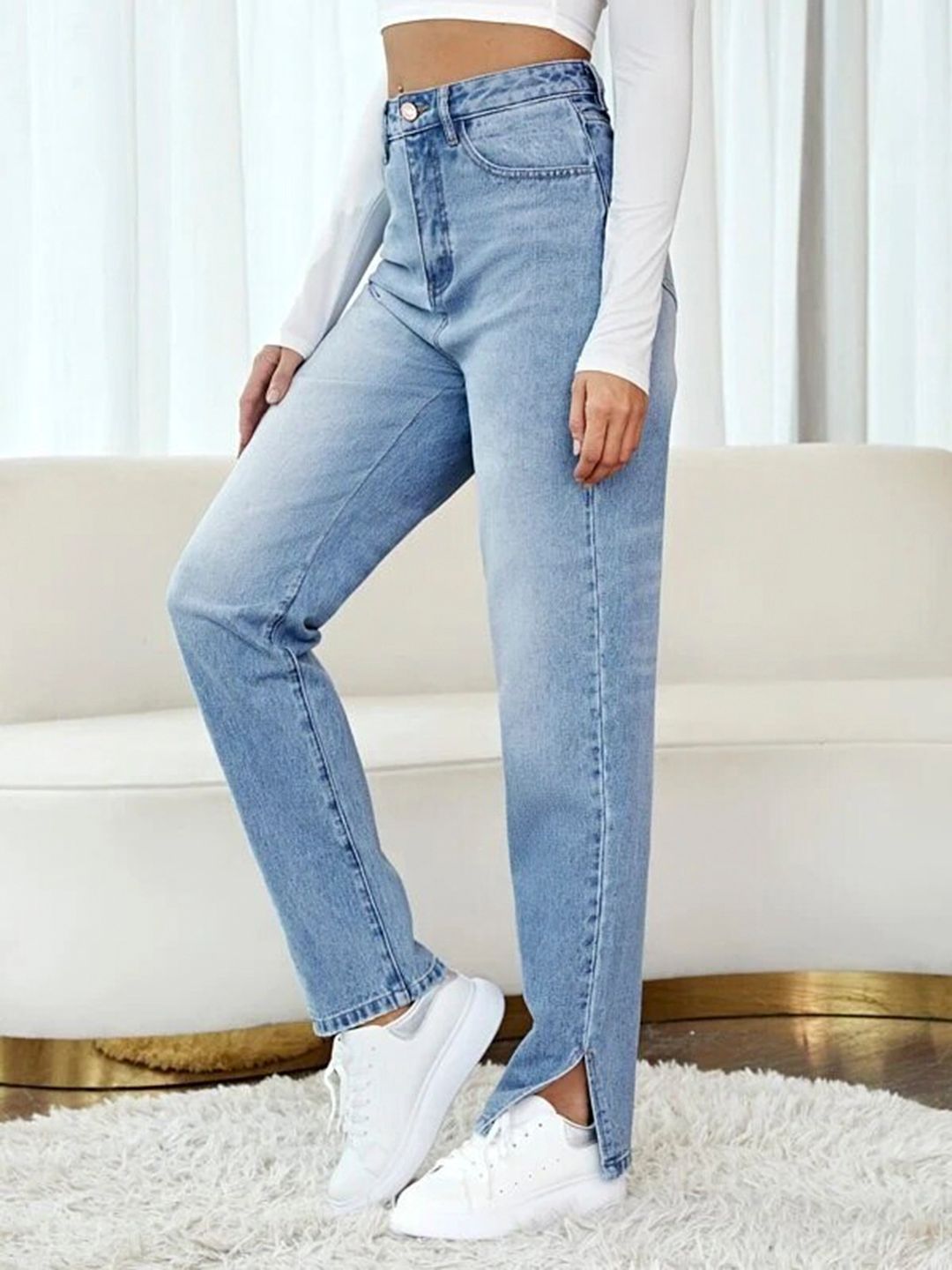 Kotty Women Blue High-Rise Highly Distressed Jeans