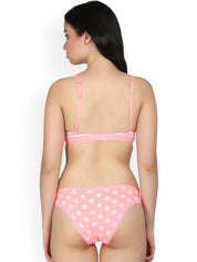 Kotty Women Pink & White Printed Lingerie Set KTTIW112