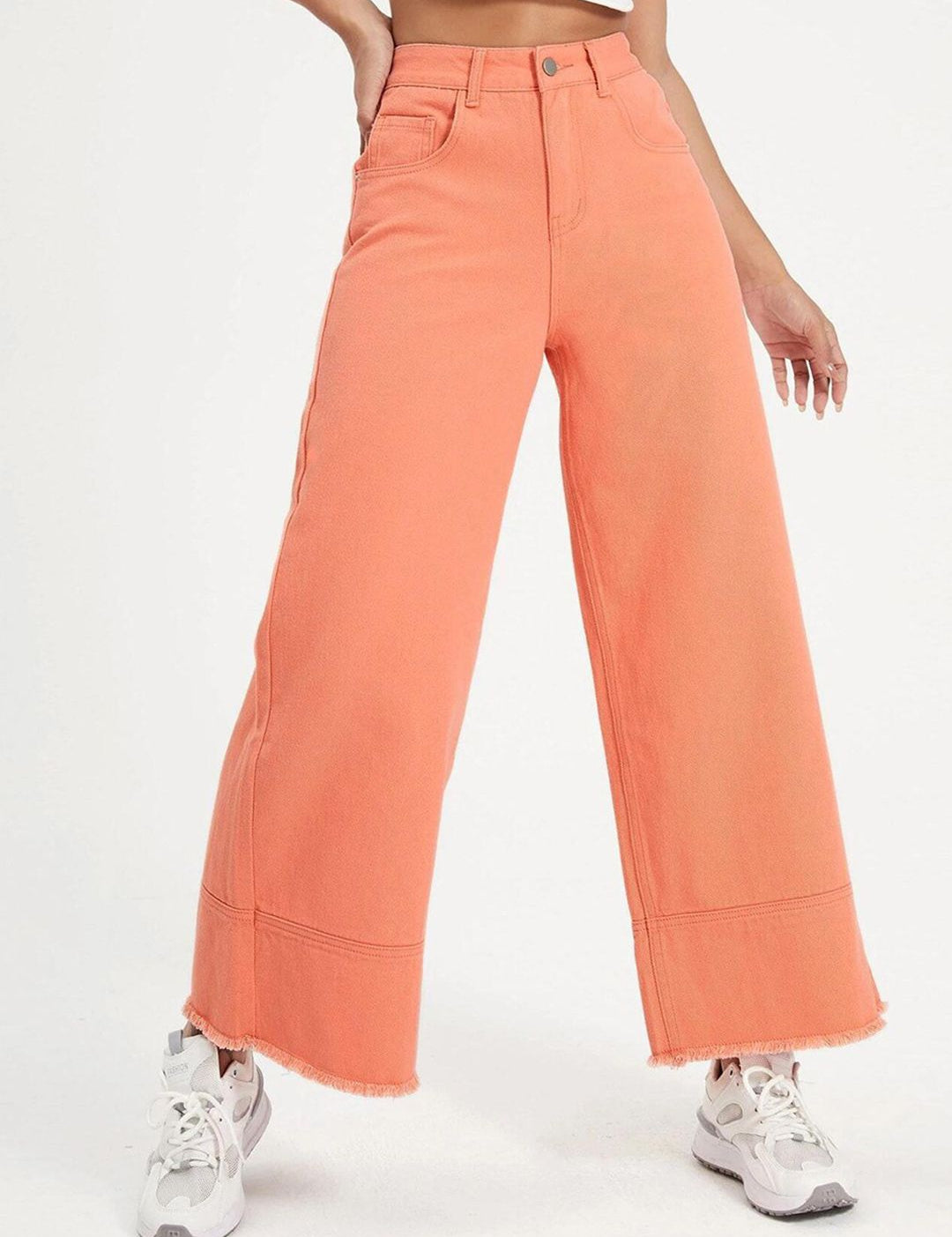 Kotty Women Orange Jean Flared High-Rise Stretchable Jeans