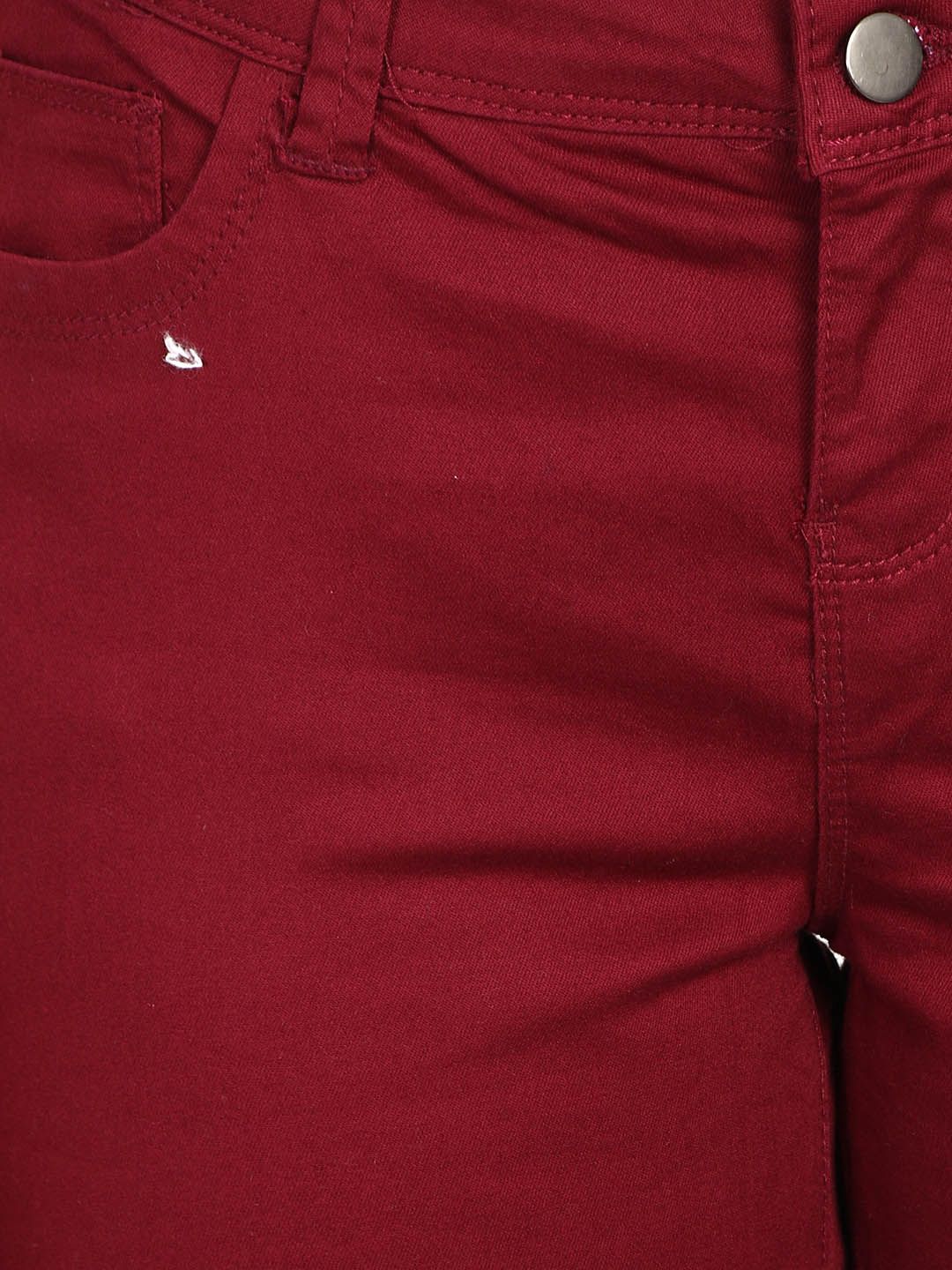 Kotty Women Maroon Skinny Fit High-Rise Clean Look Jeans