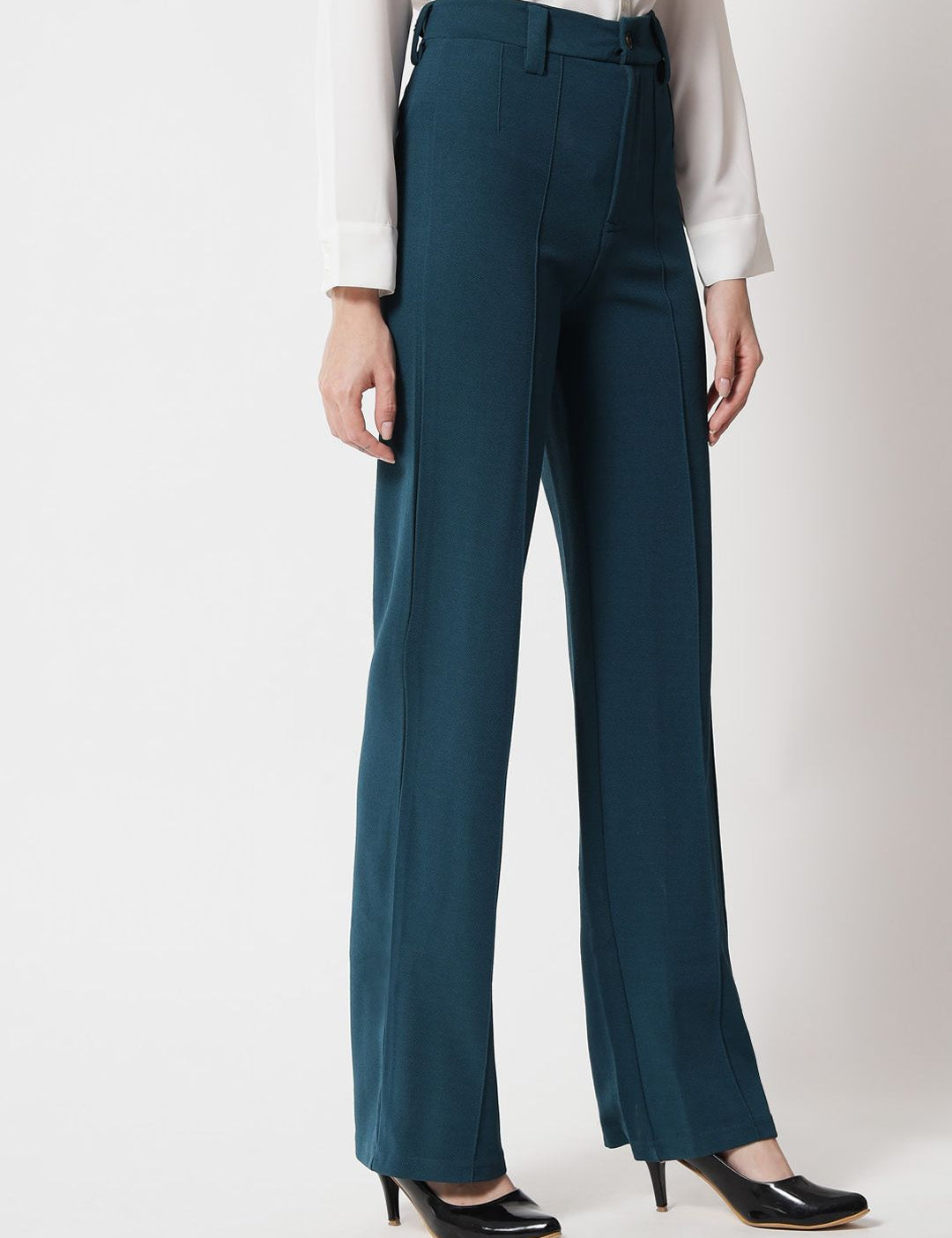 KOTTY BIZwear Women Pack Of 2 Relaxed Straight Leg High-Rise Easy Wash Parallel Trousers