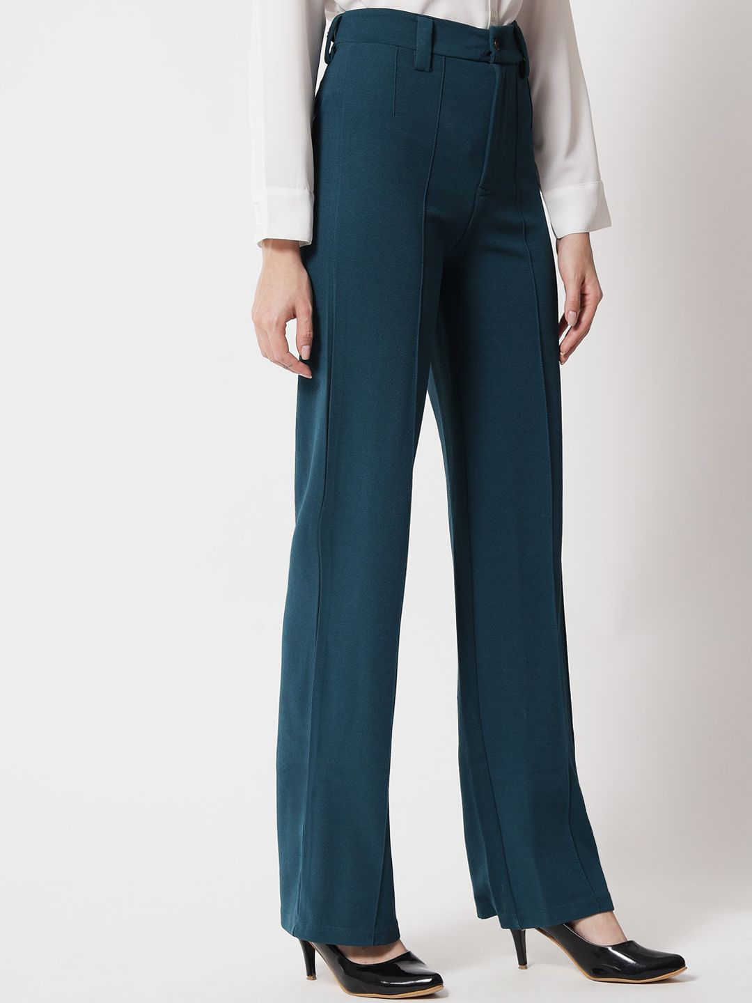 KOTTY BIZwear Women Pack Of 2 Relaxed Straight Leg High-Rise Easy Wash Parallel Trousers