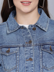 Kotty Women Blue Washed Lightweight Denim Jacket