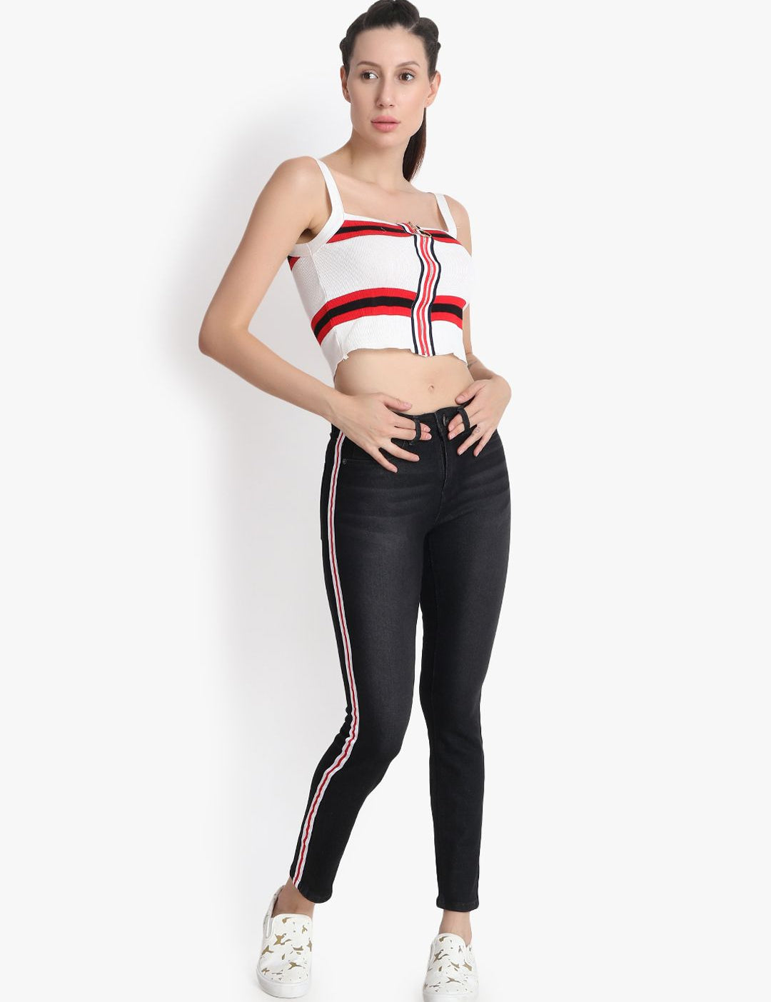 Kotty Women Black Skinny Fit High-Rise Clean Look Stretchable Jeans