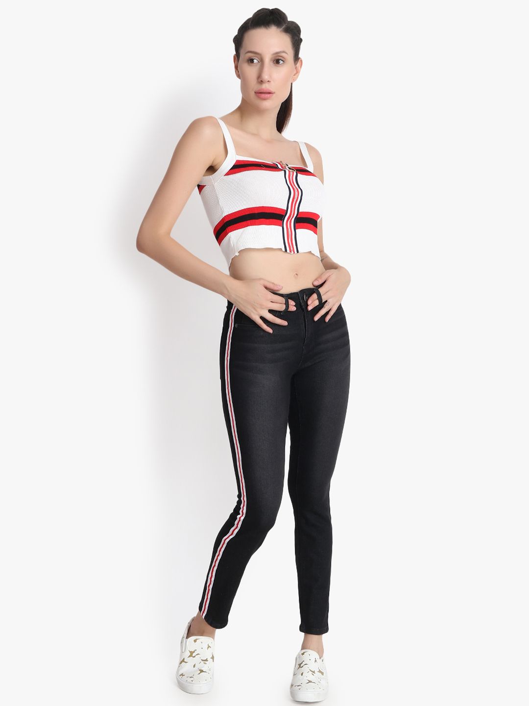 Kotty Women Black Skinny Fit High-Rise Clean Look Stretchable Jeans