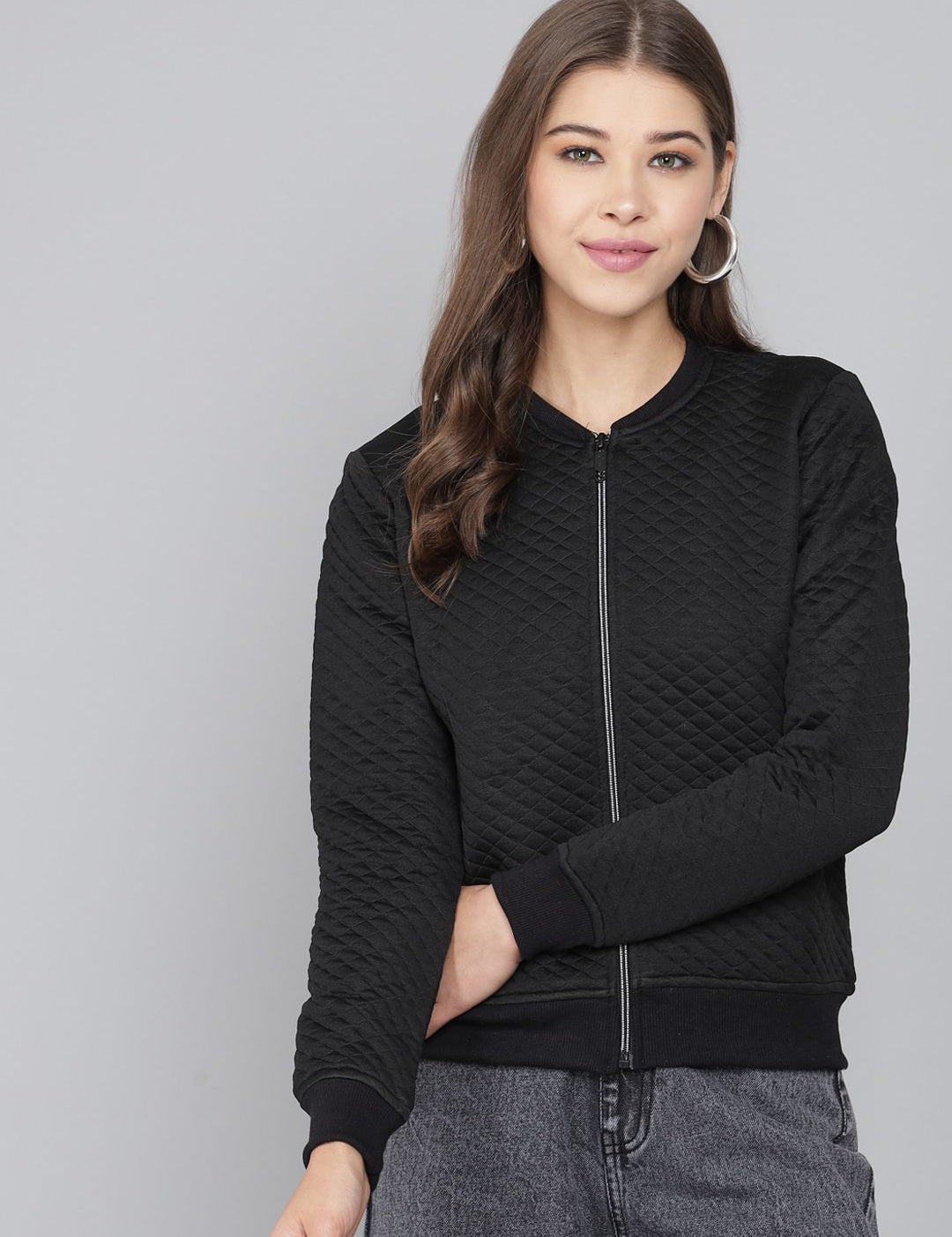 Kotty Women Black Lightweight Bomber Jacket