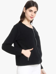 Kotty Women Black Self Design Lightweight Tailored Jacket