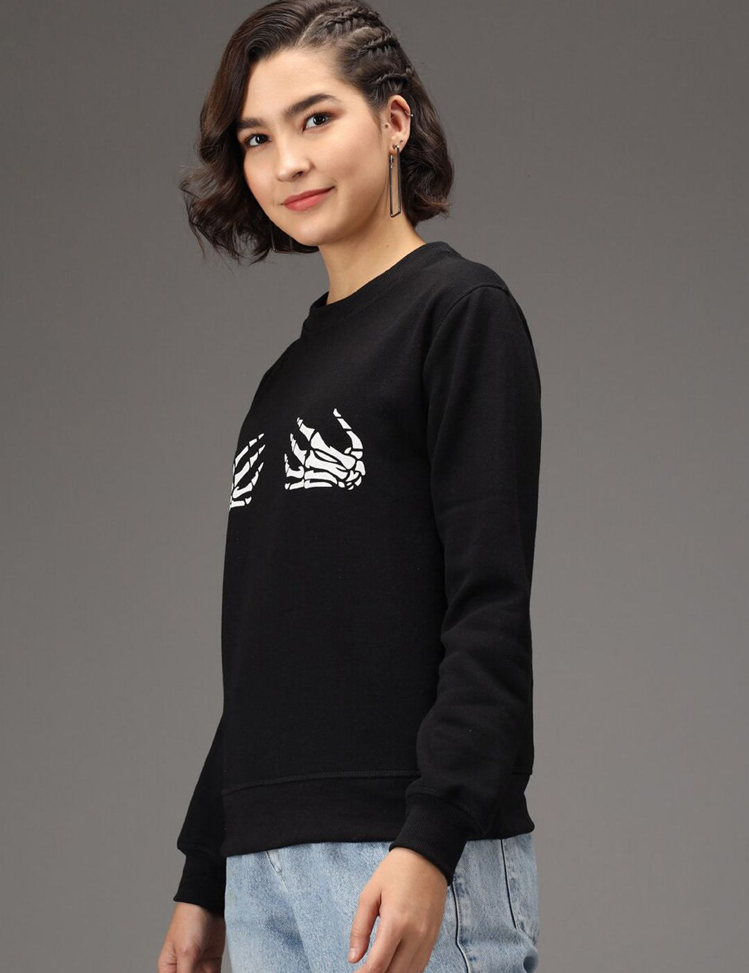 Kotty Women Black Printed Sweatshirt