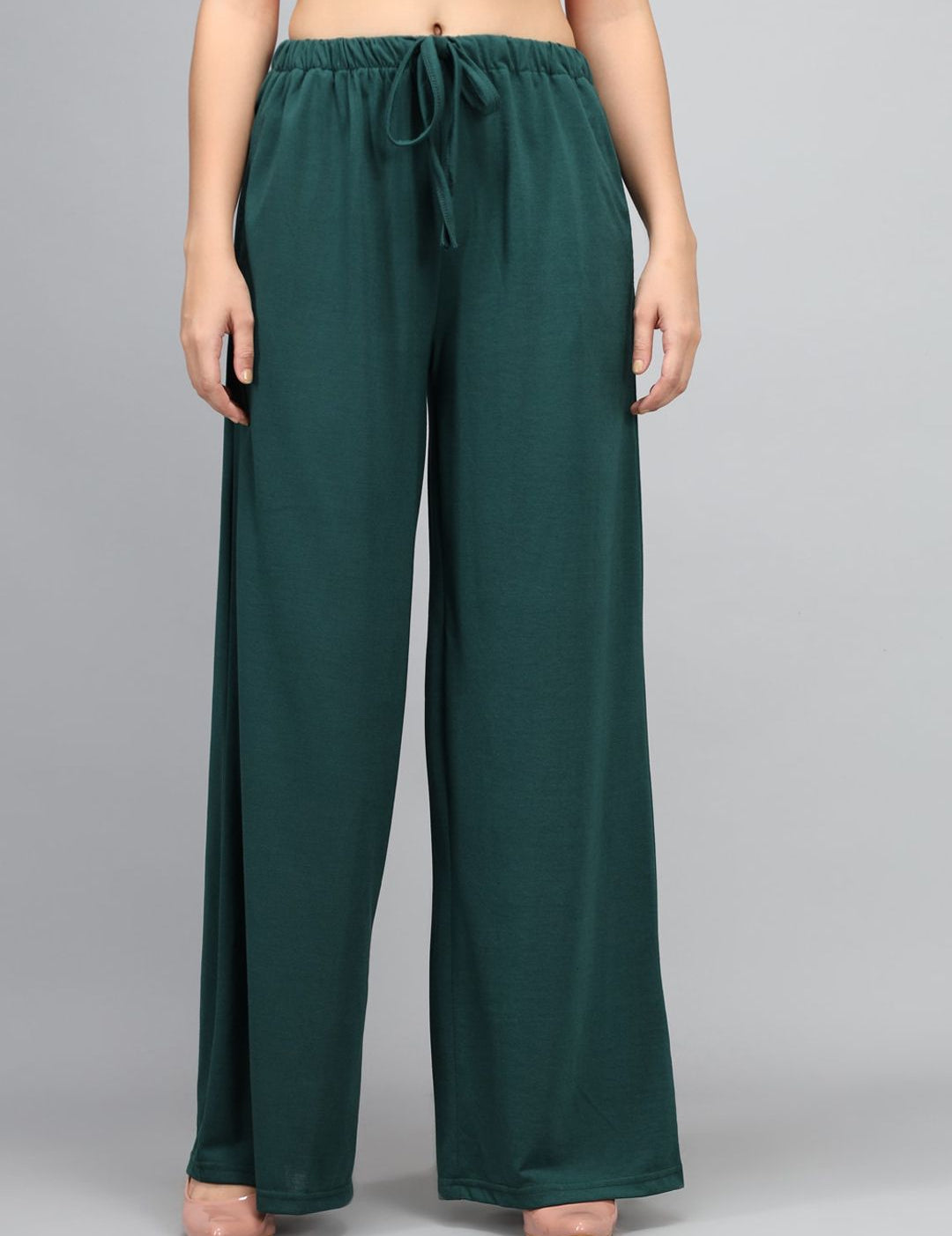Kotty Women Green Loose Fit High-Rise Parallel Trousers