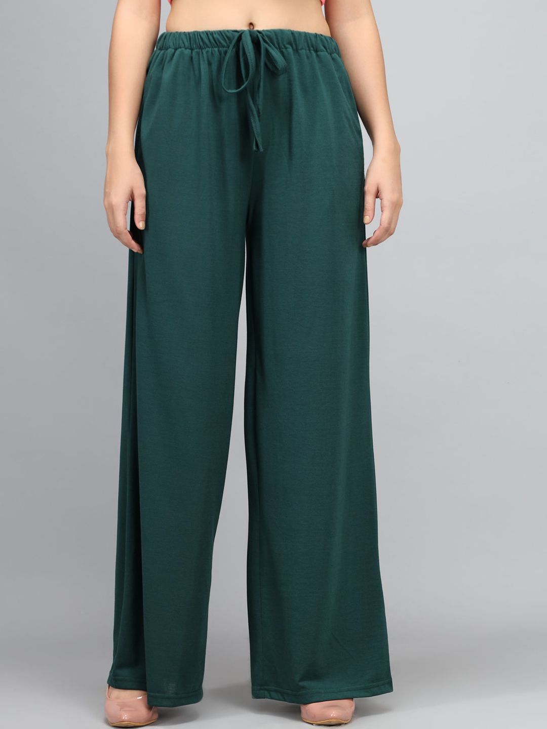 Kotty Women Green Loose Fit High-Rise Parallel Trousers