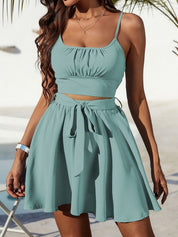 Kotty Green Shoulder Straps Top With Skirt