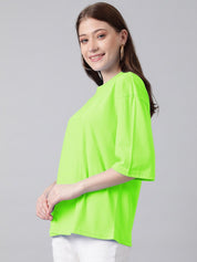 KOTTY Basics Round Neck Drop-Shoulder Sleeves Oversized T-shirt