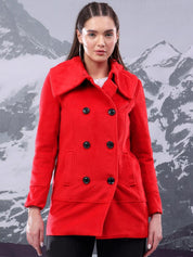 Kotty Women Spread Collar Double Breasted Overcoat