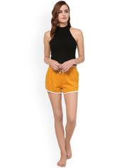 Kotty Women Coral Yellow Solid Lounge Shorts KTTSLEEPSHORTS194