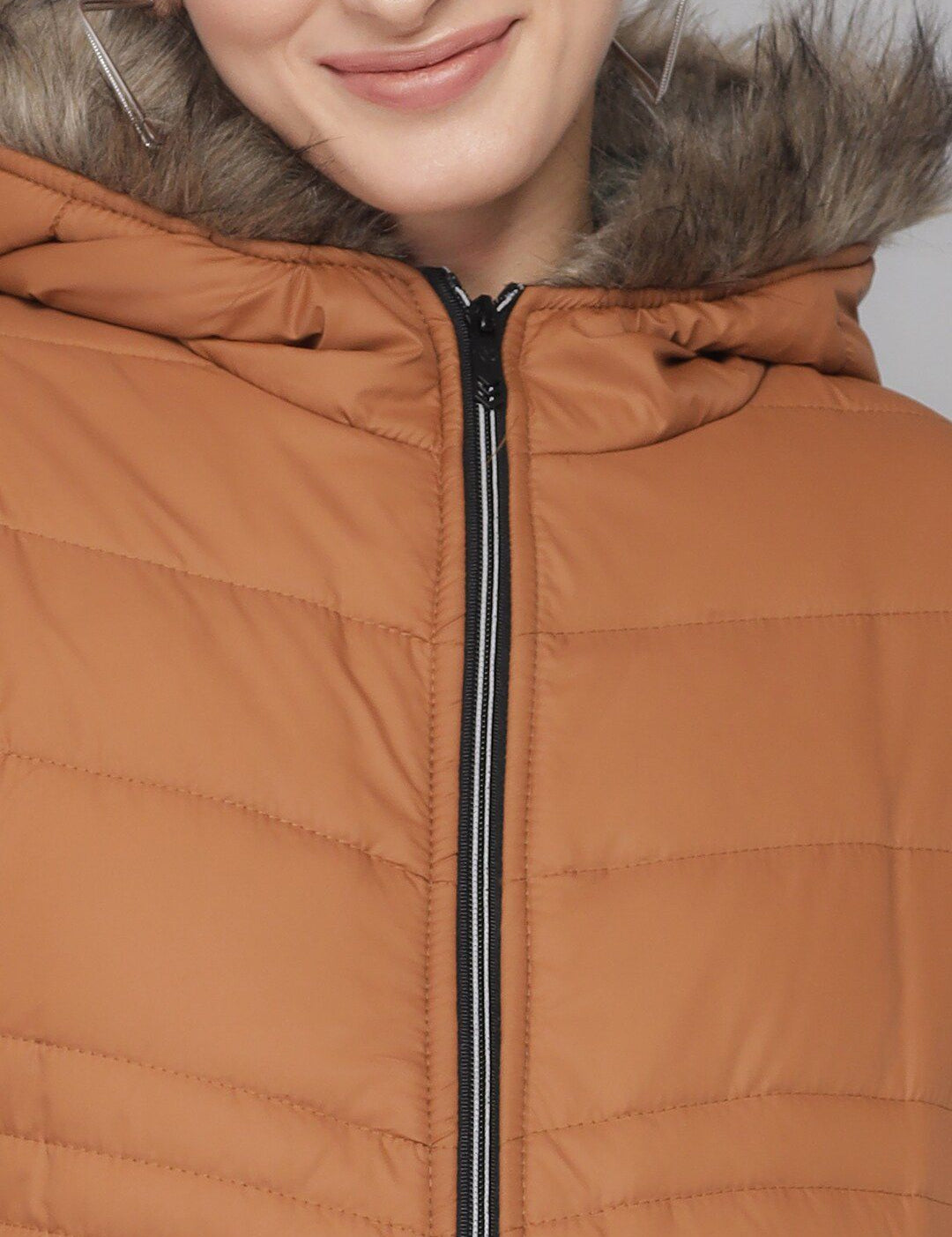 Kotty Women Brown Hooded Parka Jacket