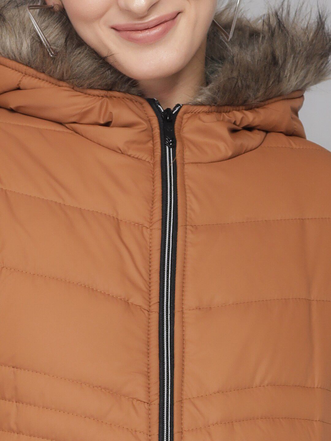 Kotty Women Brown Hooded Parka Jacket