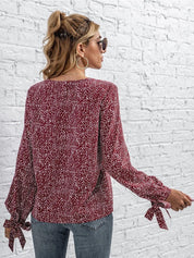 Kotty Abstract Printed Cuffed Sleeves Crepe Top