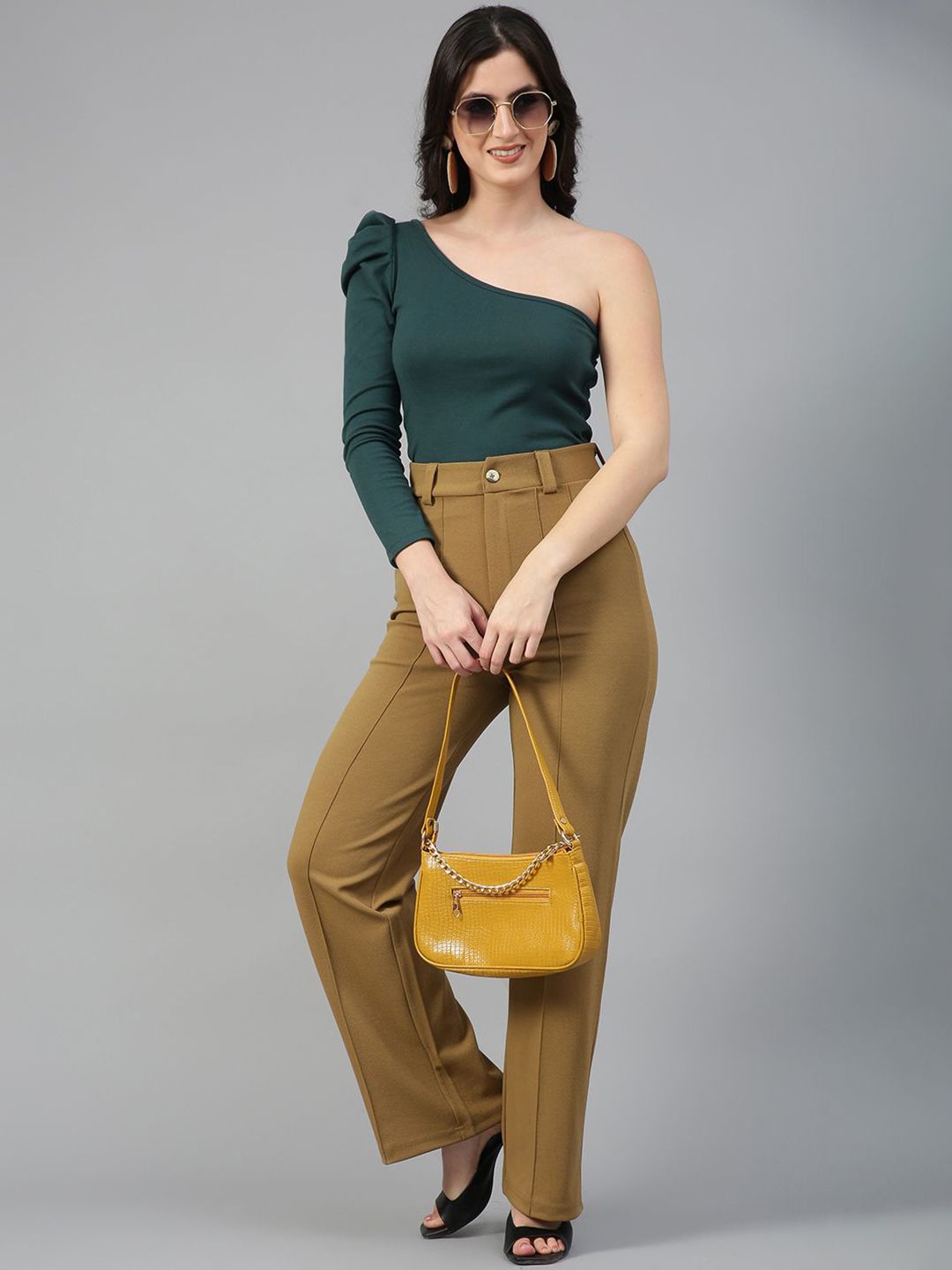 KOTTY BIZwear Women Relaxed Straight Leg Straight Fit High-Rise Easy Wash Trousers