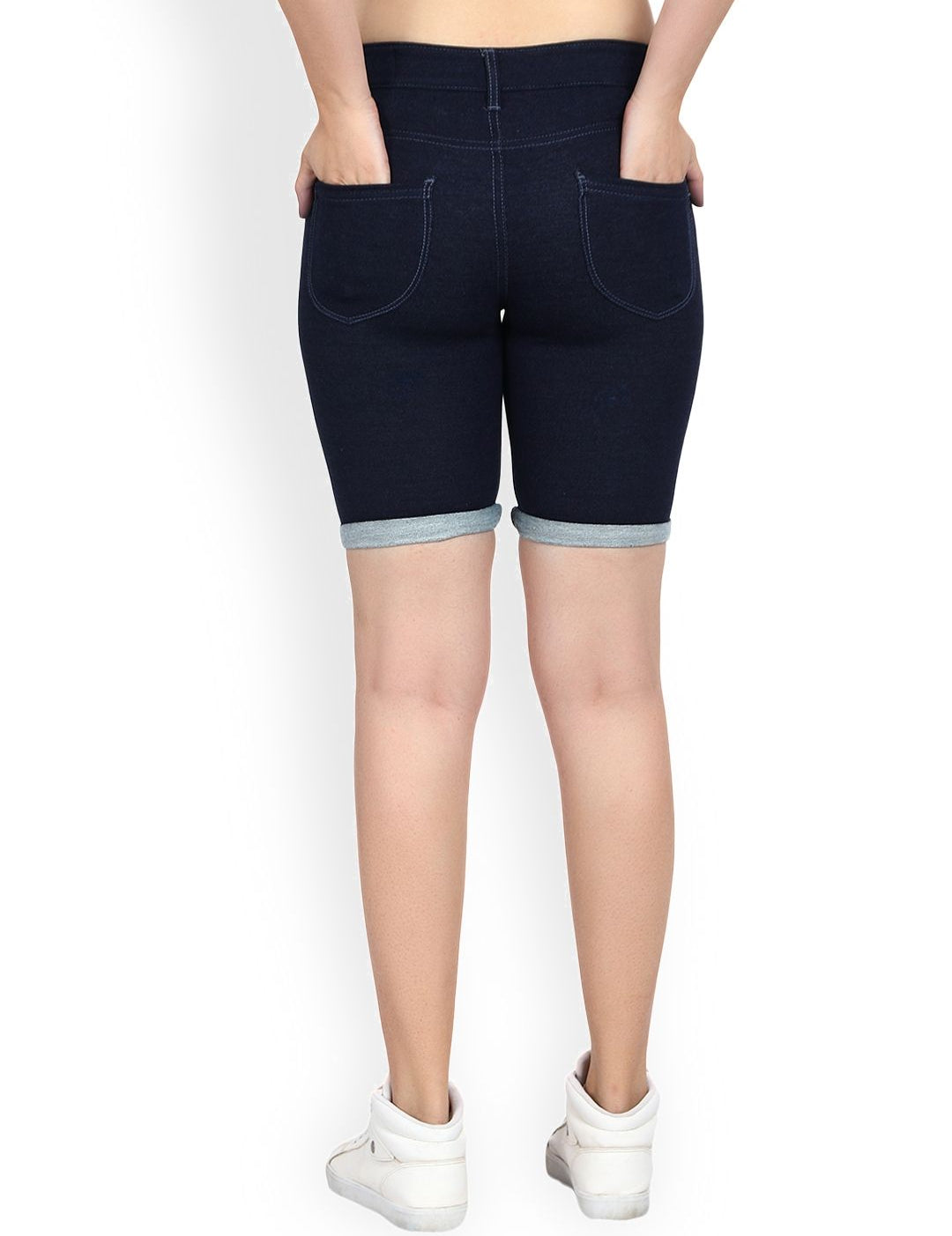 Kotty Women Blue Solid Regular Fit Denim Shorts