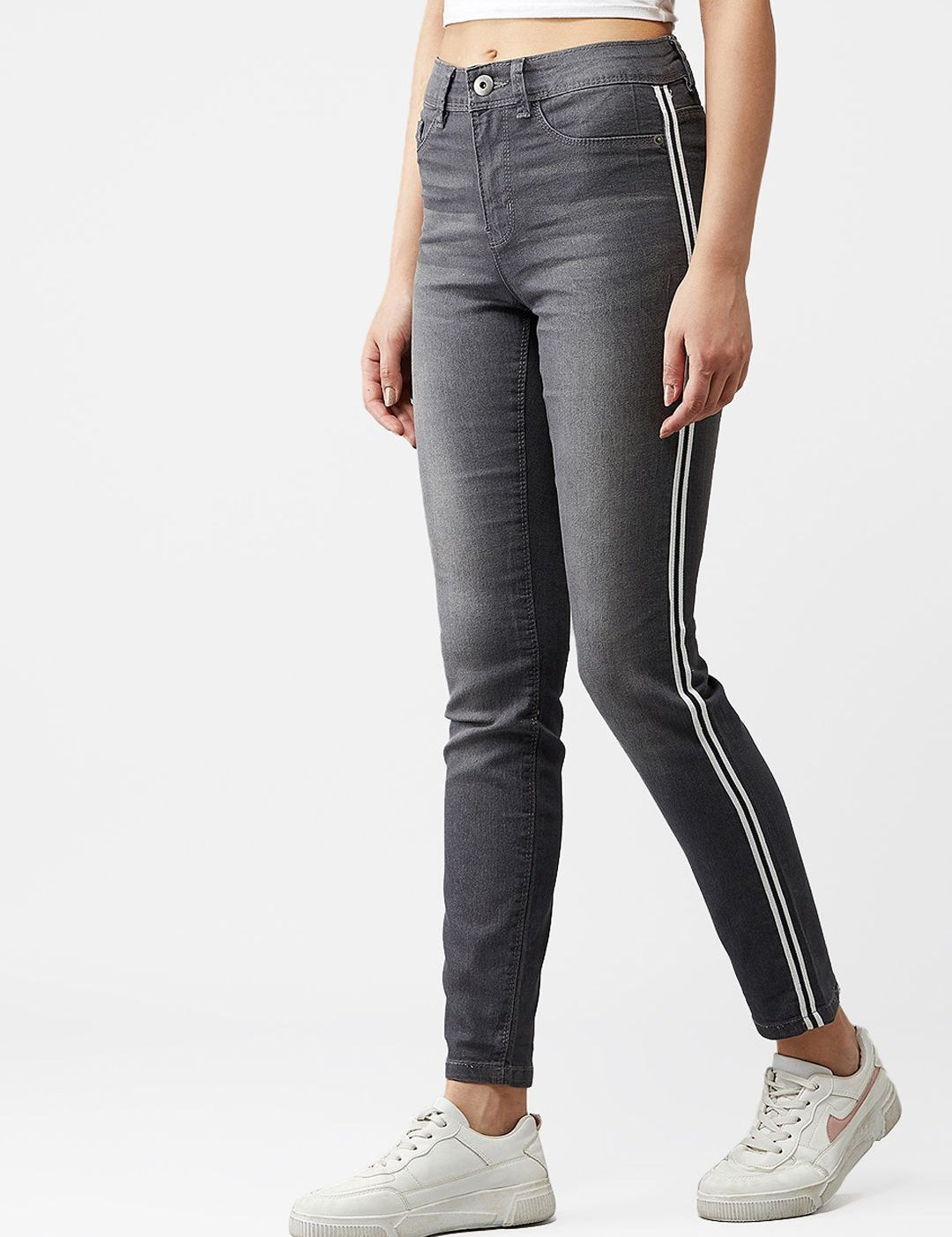 Kotty Women Grey Skinny Fit High-Rise Clean Look Stretchable Jeans