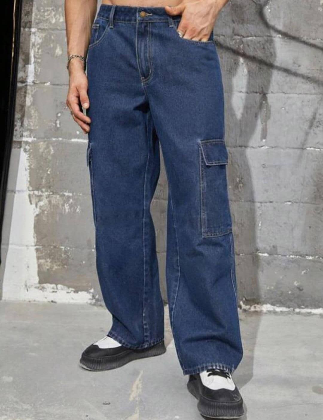 Kotty Men Jean Low-Rise Clean Look Stretchable Cargo Jeans