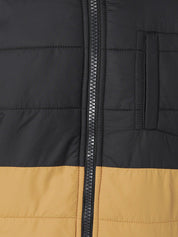 Kotty Men Yellow & Black Colourblocked Puffer Jacket