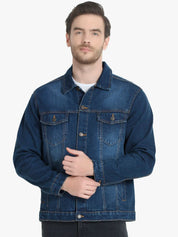 Kotty Men Blue Solid Denim Jacket