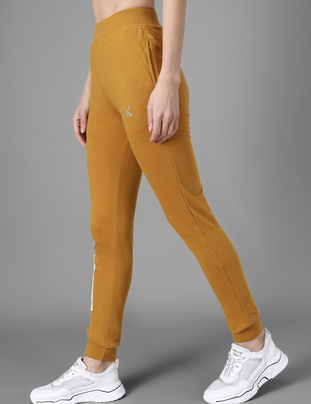 Kotty Women Mustard Yellow & White Printed Joggers