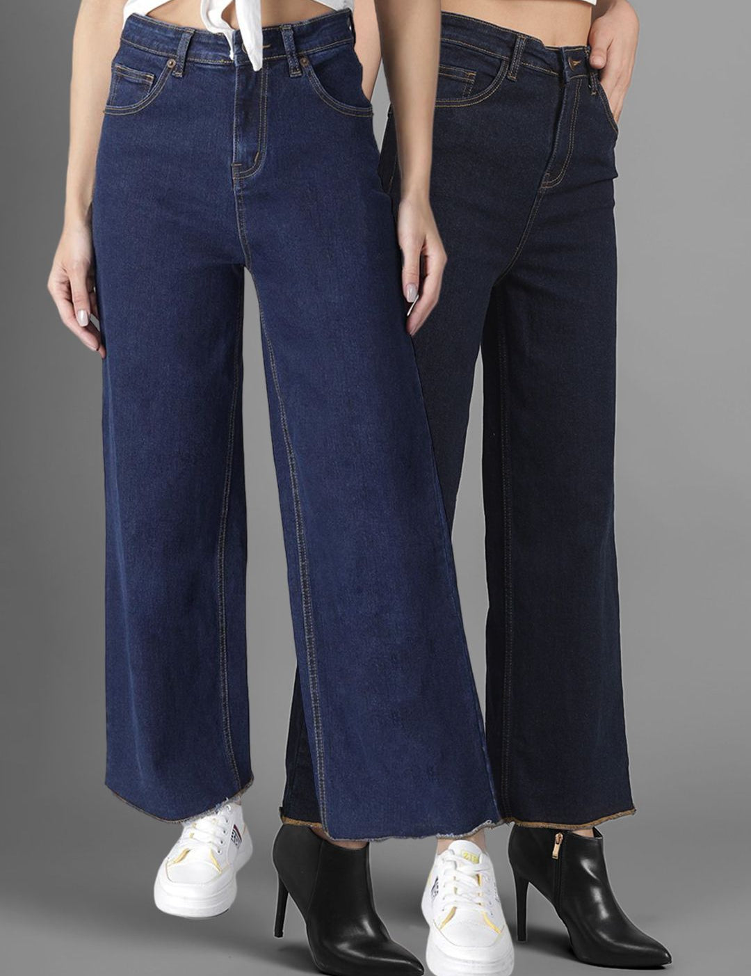 Kotty Women Pack Of 2 Flared High-Rise Dark Shade Stretchable Jeans