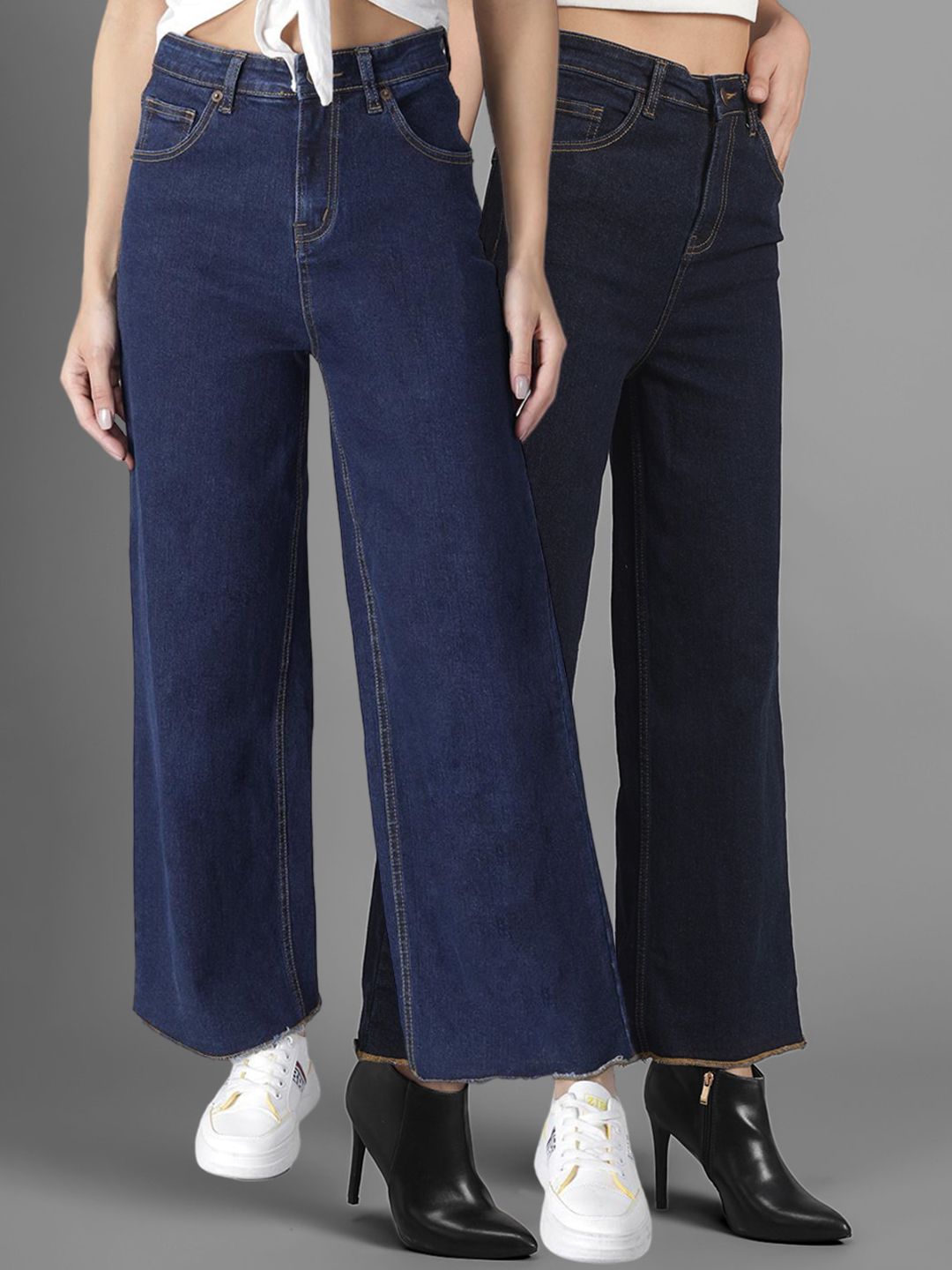 Kotty Women Pack Of 2 Flared High-Rise Dark Shade Stretchable Jeans