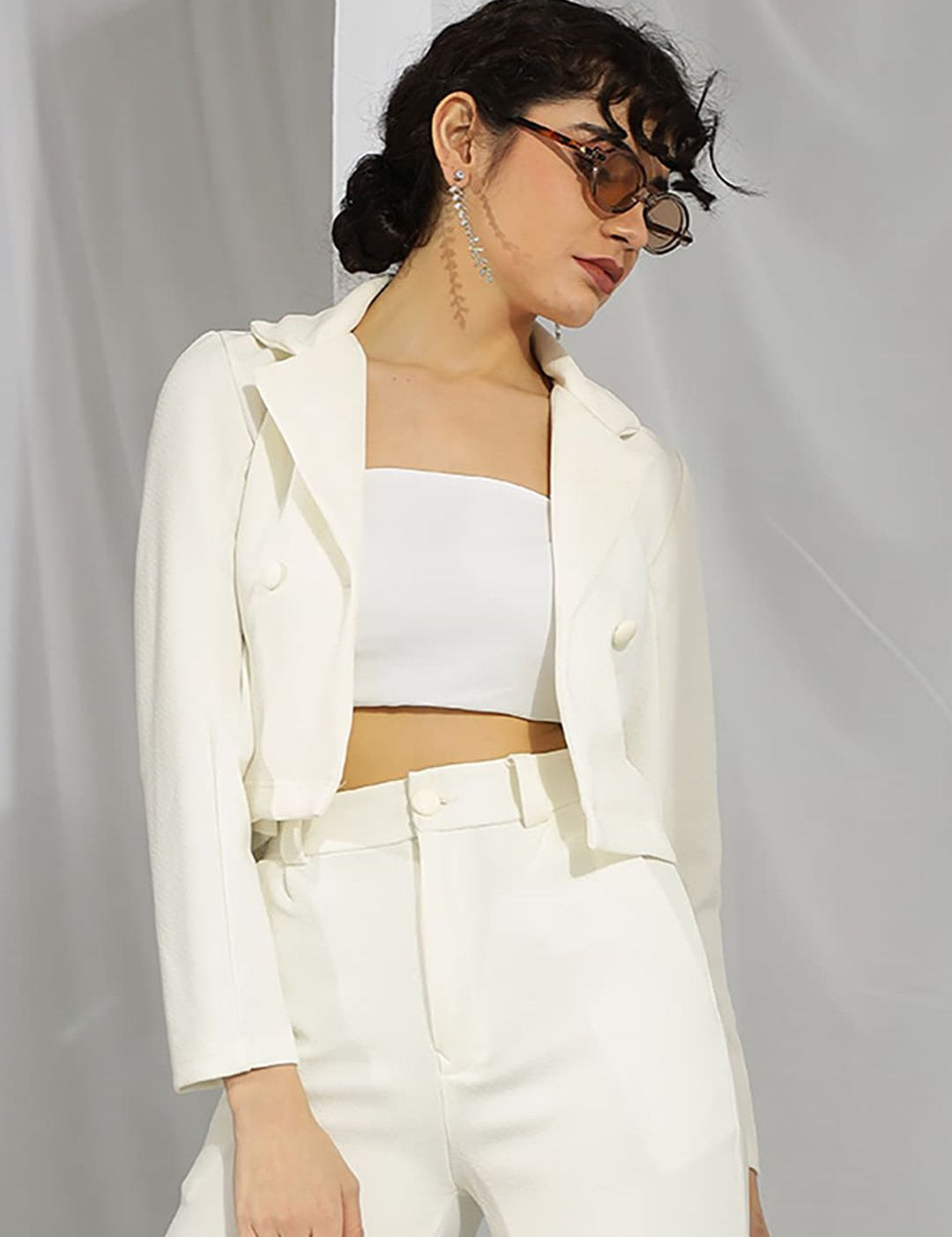 KOTTY BIZwear Basics Double Breasted Crop Blazer