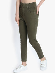 Kotty Women Olive Green Skinny Fit High-Rise Clean Look Jeans
