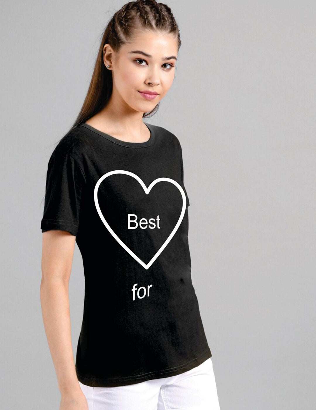 Kotty Women Black Printed Round Neck T-shirt