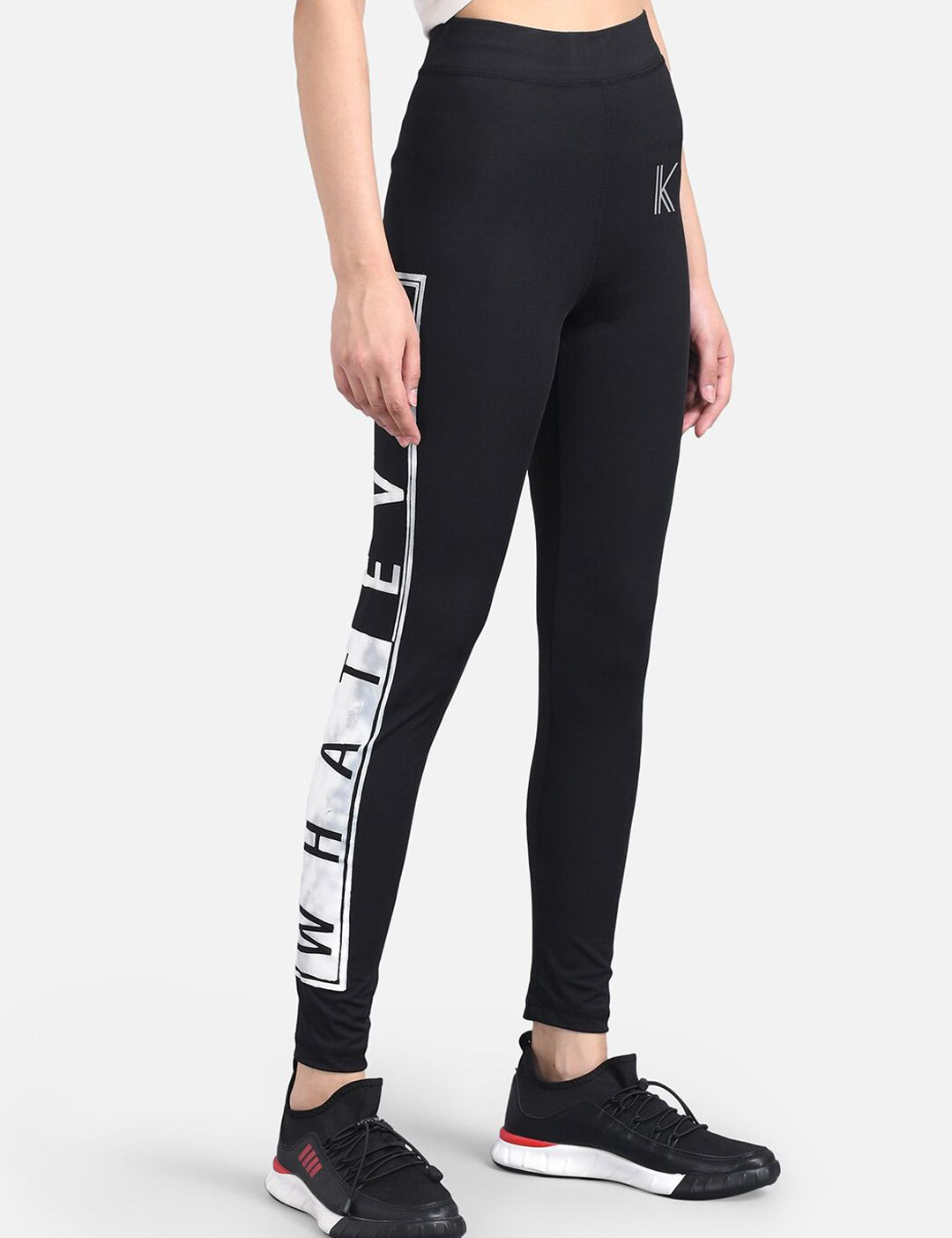 Kotty Women Black & White Printed Tights