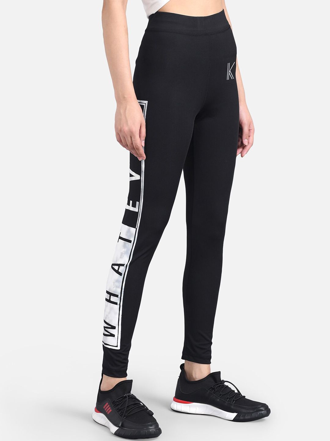 Kotty Women Black & White Printed Tights