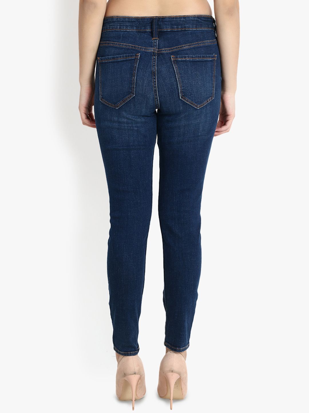 Kotty Women Blue Skinny Fit Mid-Rise Mildly Distressed Jeans