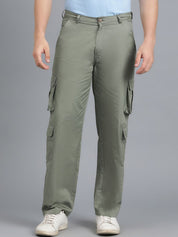 Kotty Men Relaxed Low-Rise Easy Wash Cargos Trousers