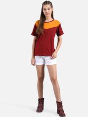 Kotty Women Yellow Colourblocked Round Neck T-shirt