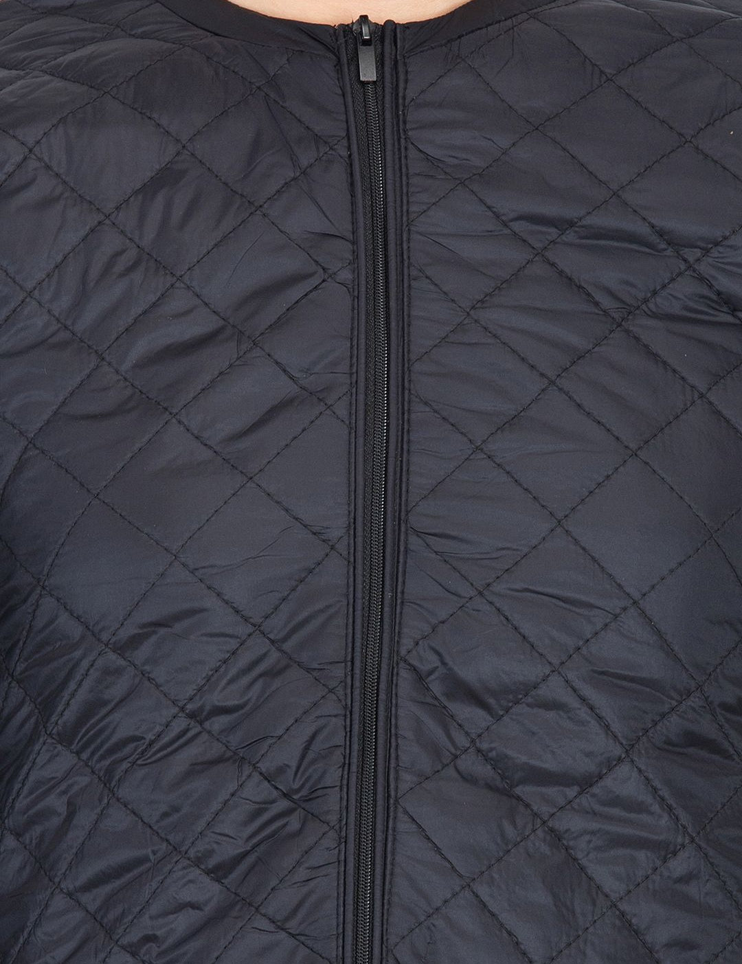 Kotty Women Black Solid Quilted Jacket