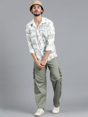 Kotty New Relaxed Fit Abstract Printed Cutaway Collar Casual Shirt