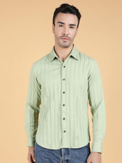 Kotty Men Relaxed Spread Collar Textured Cotton Casual Shirt