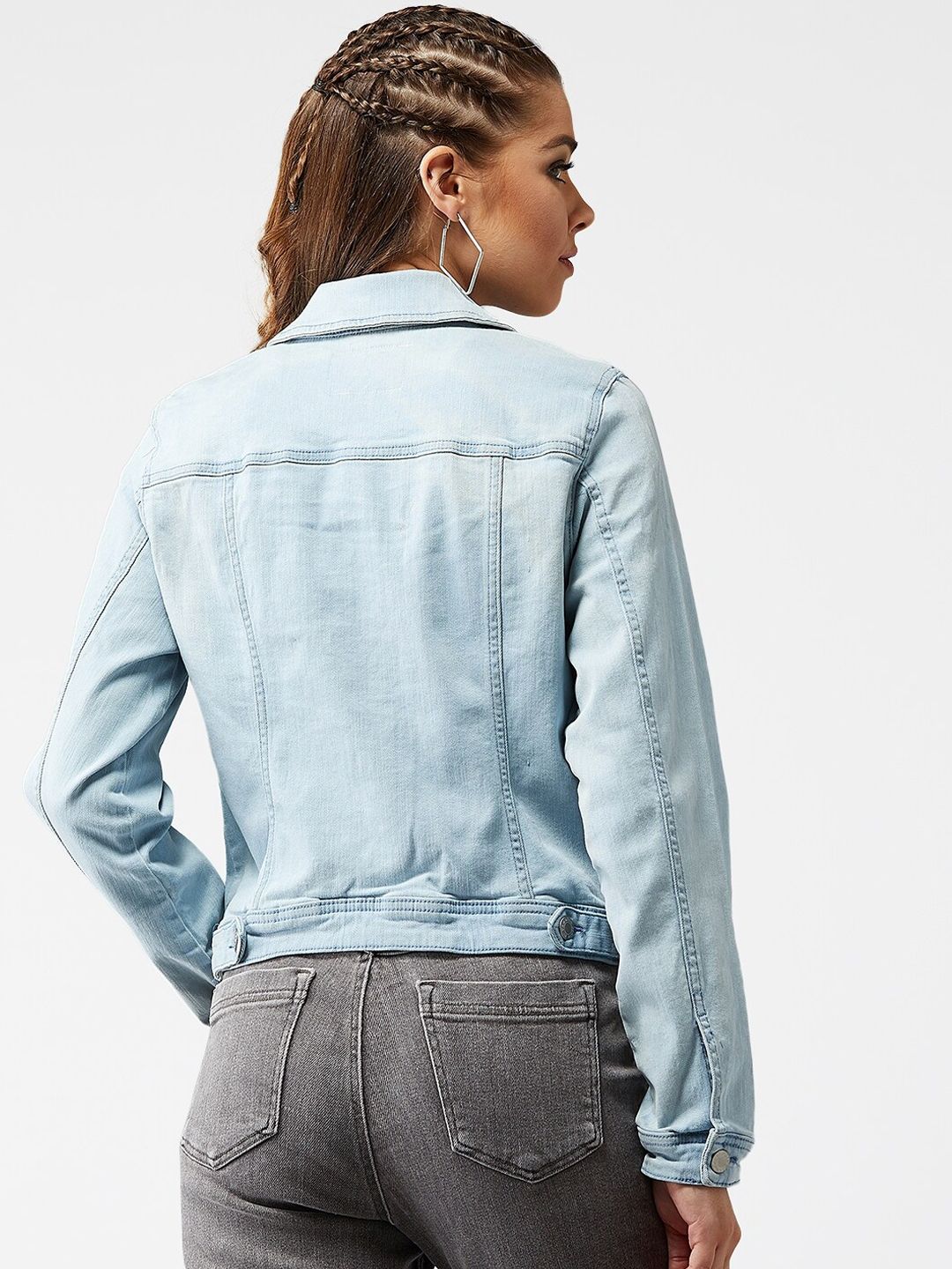 Kotty Women Blue Solid Denim Jacket