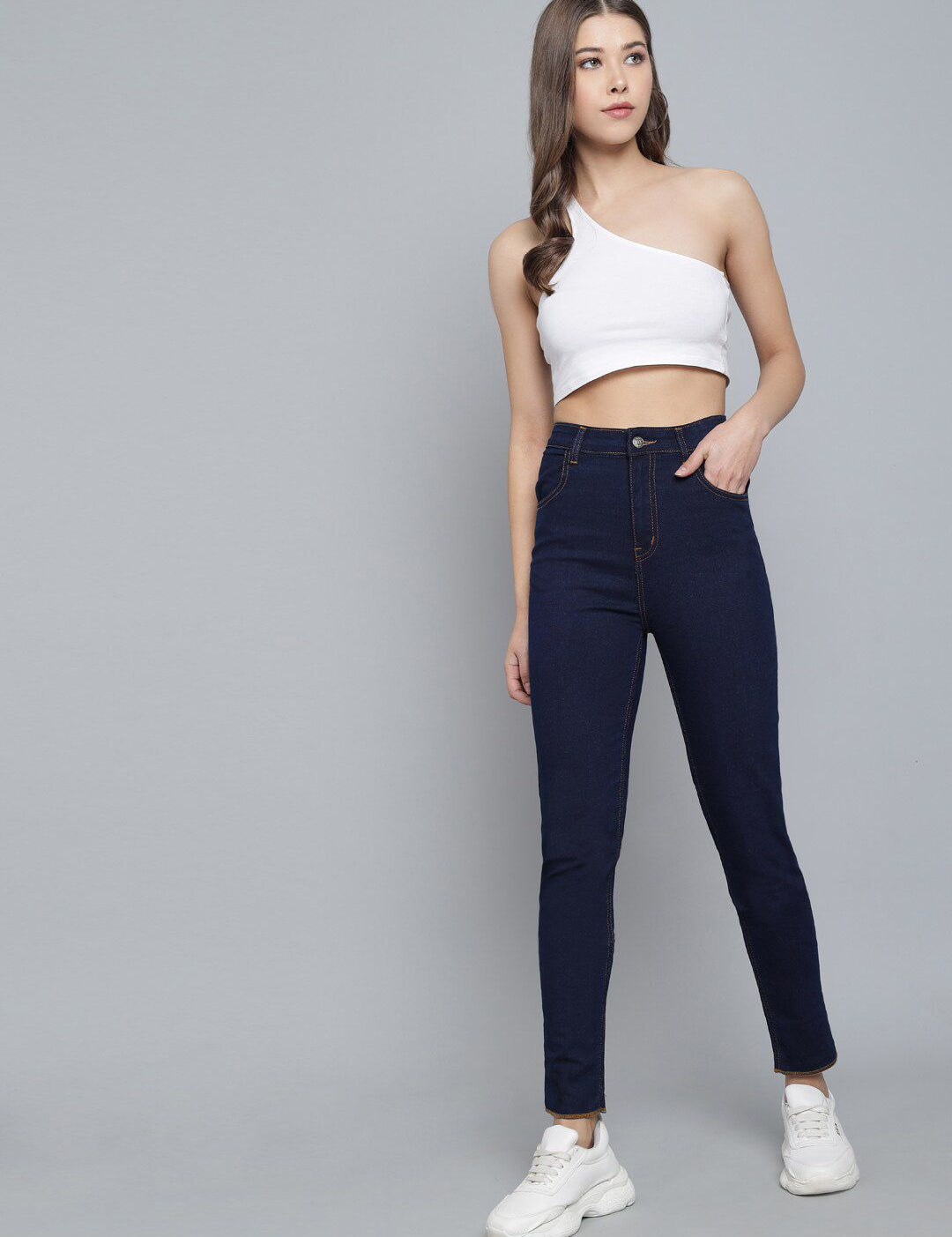 Kotty Women Blue Jean Skinny Fit High-Rise Cropped Jeans